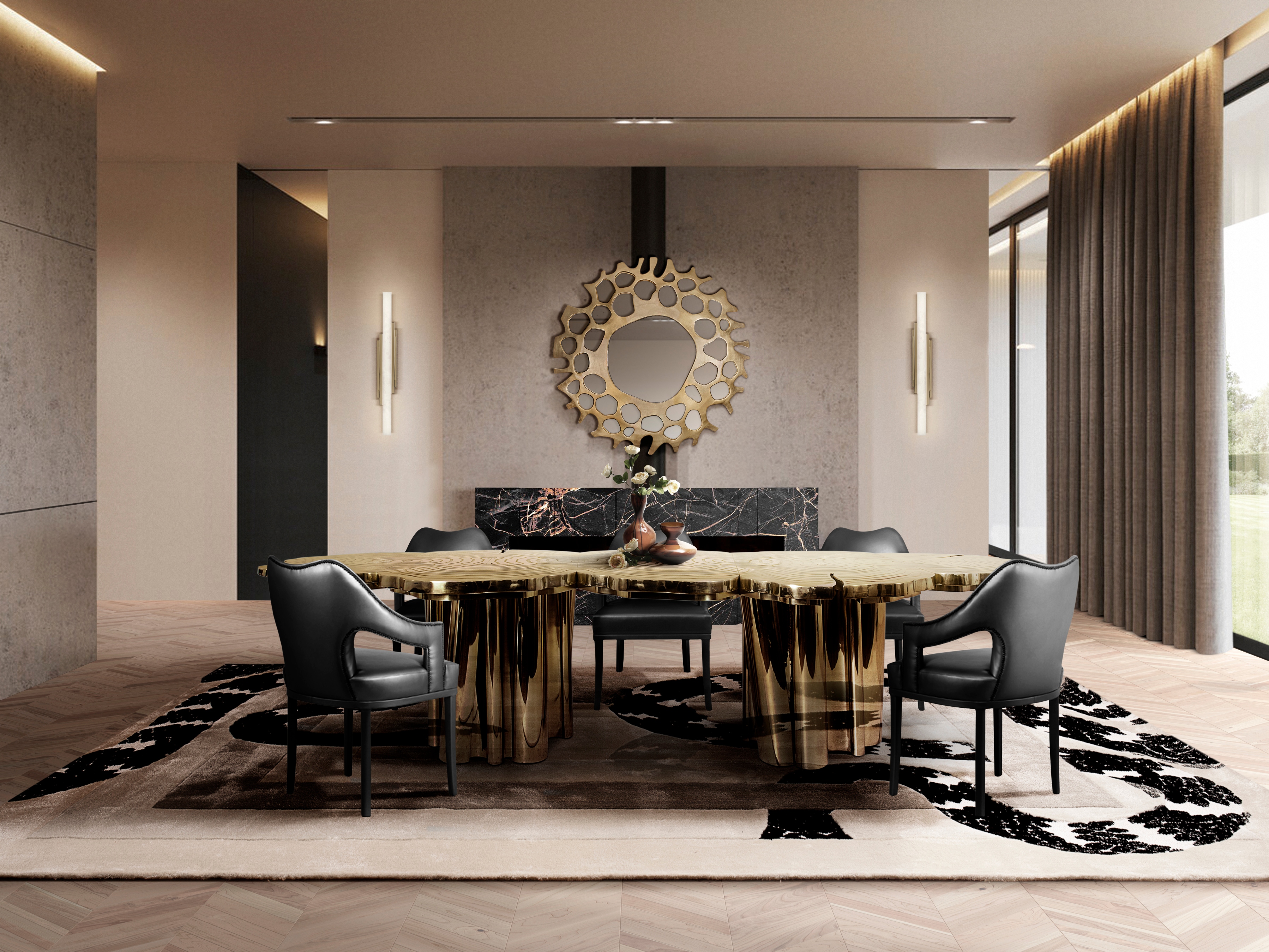 Sophisticated Contemporary Dining Room With Imperial Snake Rug by Rug'Society