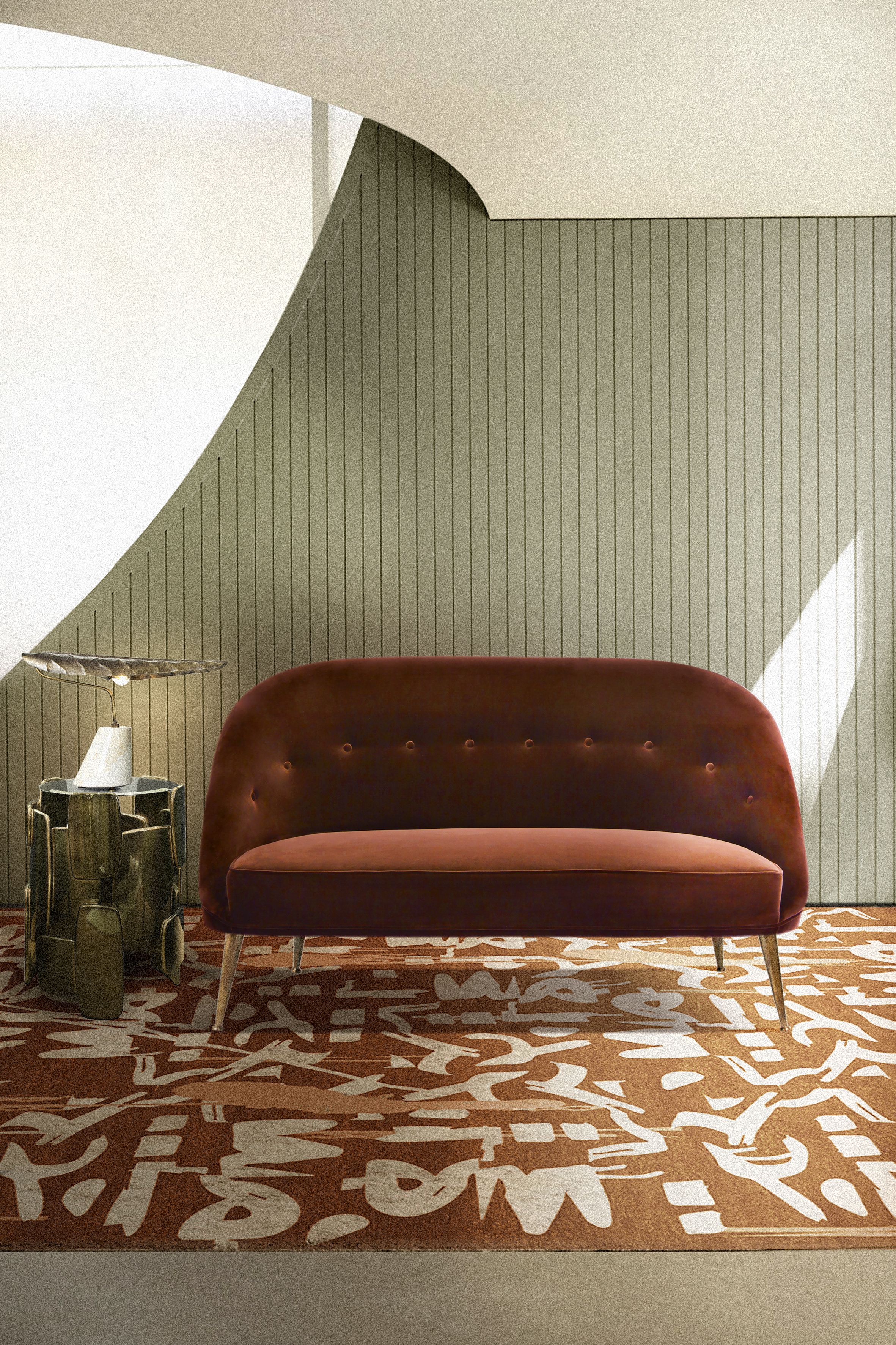 Terracotta Living Room With Inkaholic Urban Rug by Rug'Society