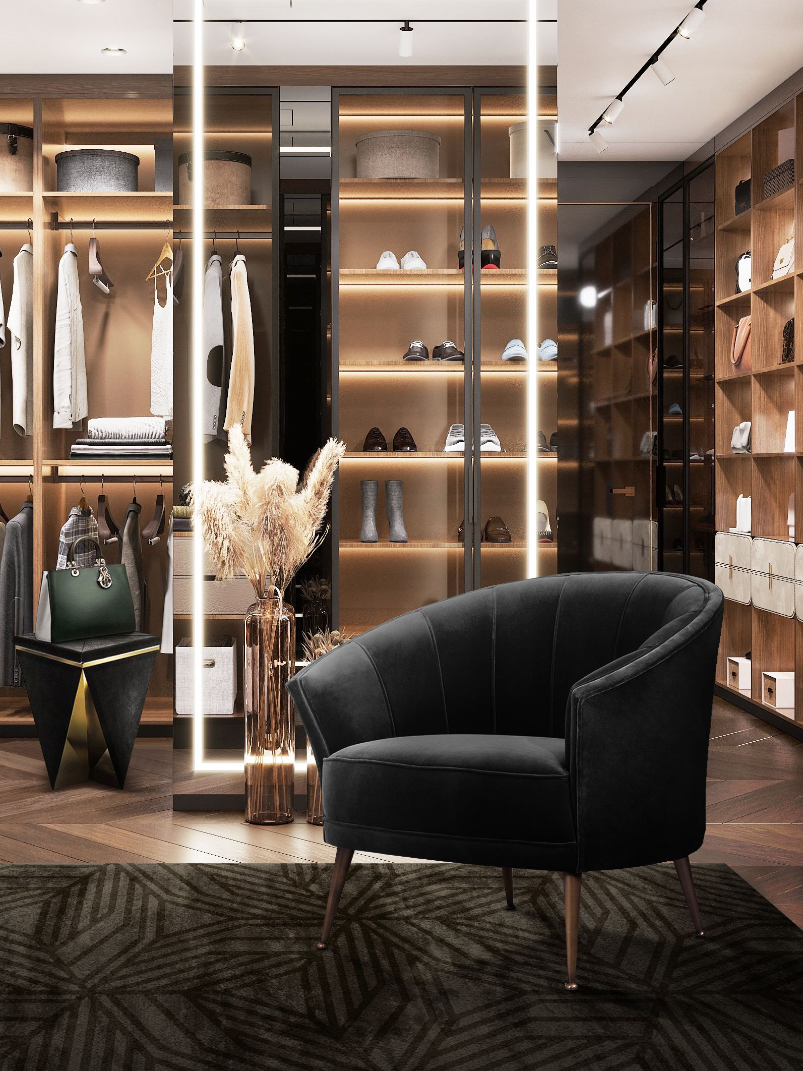 Unique and Luxurious Closet with the Kaiwa Rug by Rug'Society