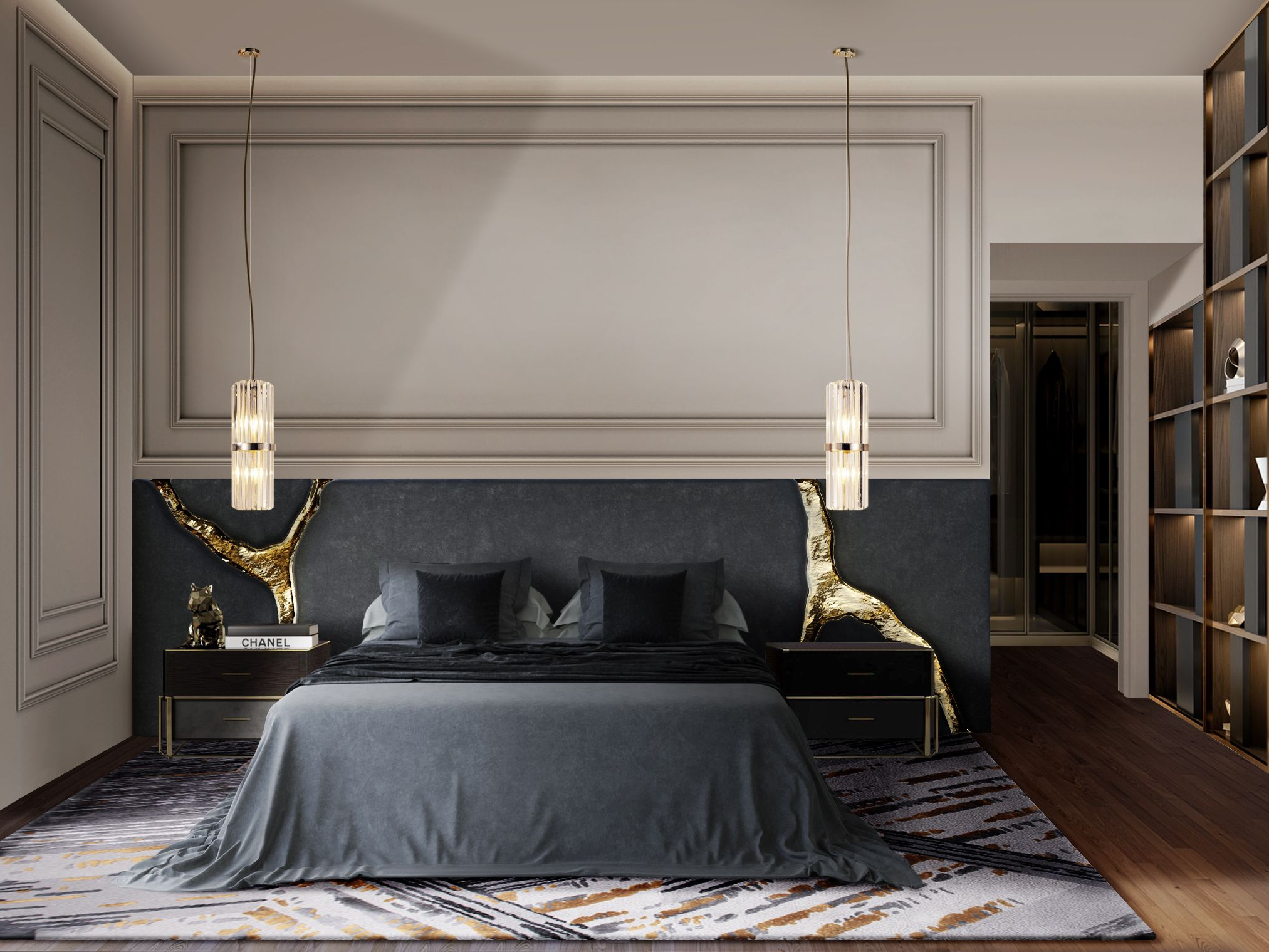 Unique Bedroom Design with the Astonishing Xisto Rug by Rug'Society