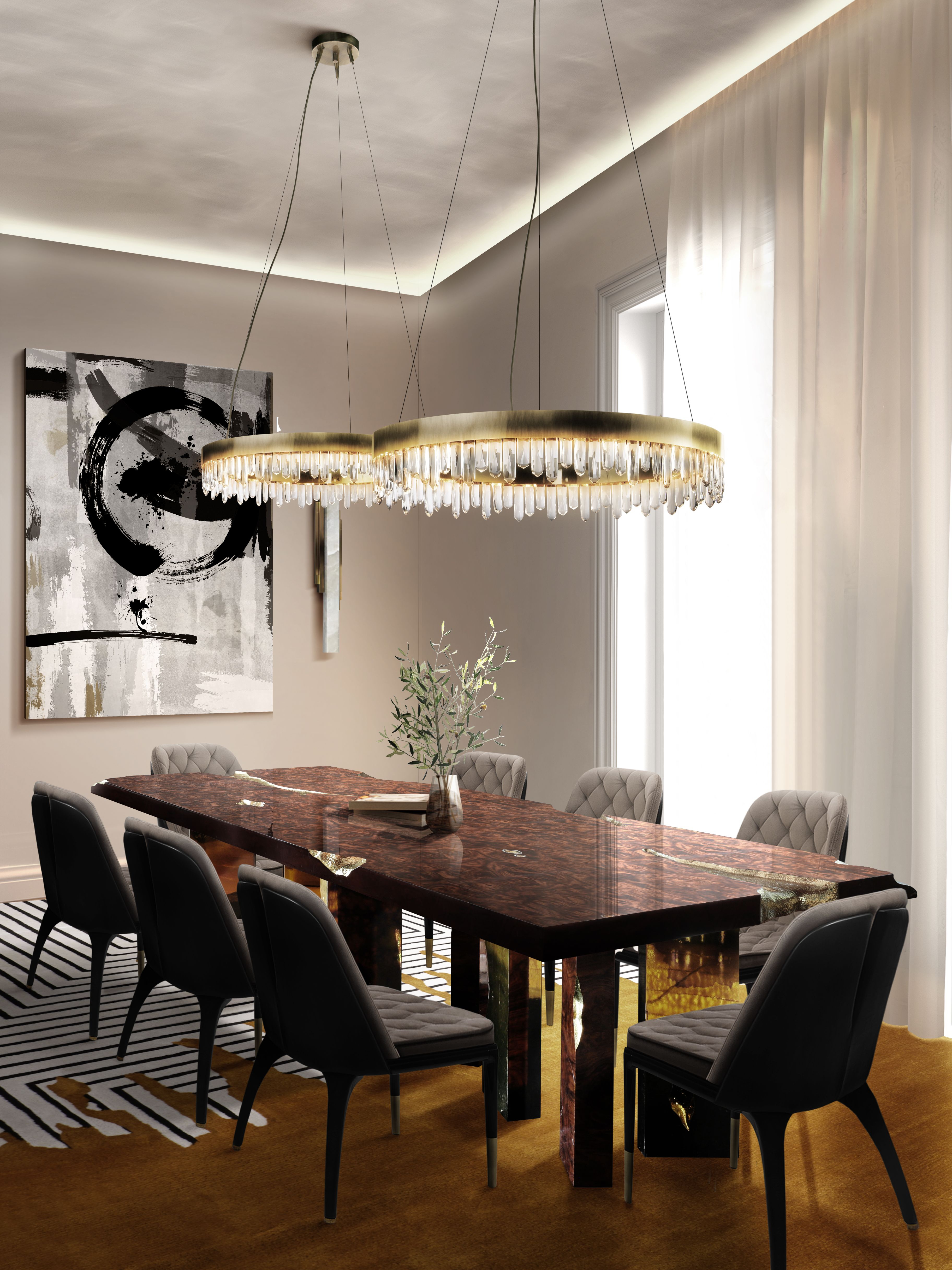 Warm and Cozy Dining Room With Valencia Rug by Rug'Society