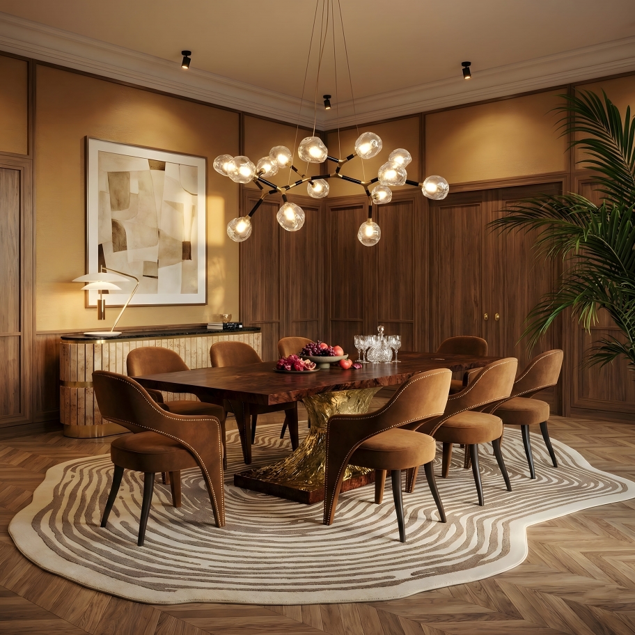 Warm Brown Dining Room With Loode Rug - Rug'Society