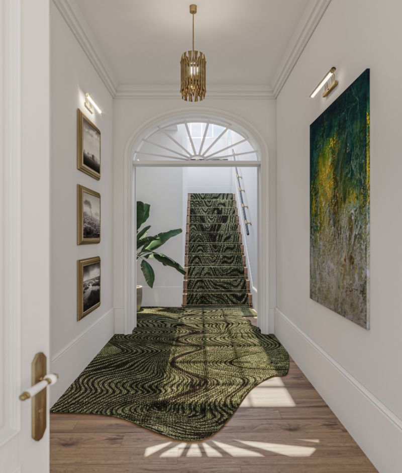 Knightsbridge Manor A Dazzling Modern Contemporary House in London, Modern lentryway hallway with the custom made Amazon rug