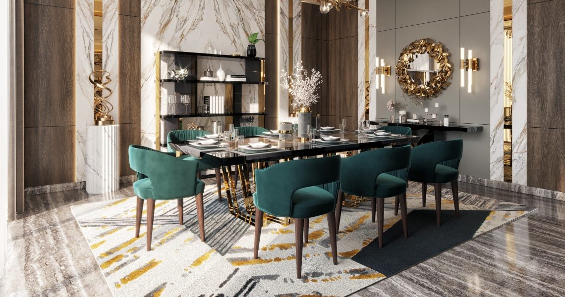 modern dining room with modern contemporary Xisto Rug