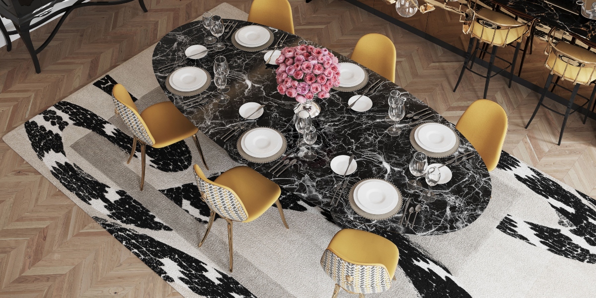 Create An Impressive Dining Room Interior With Modern Dining Room Rugs