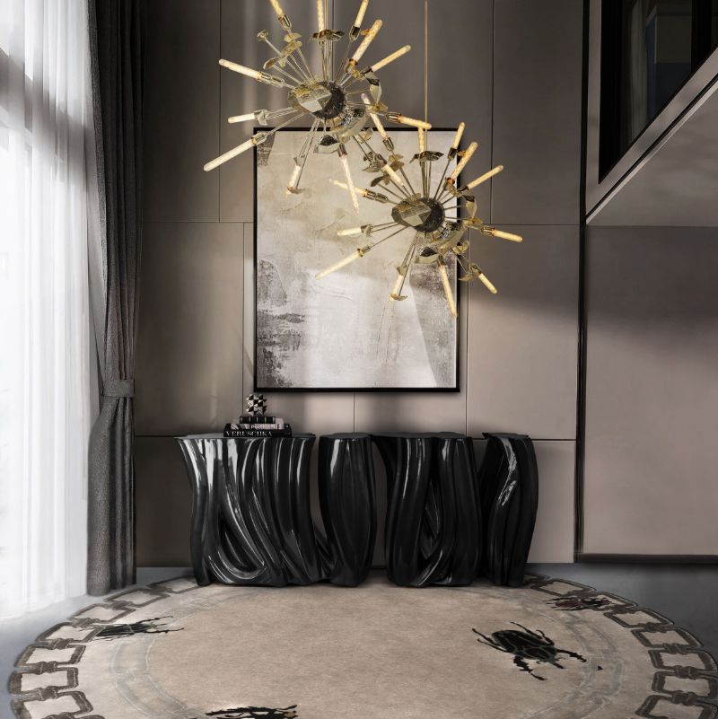 Modern contemproary hallway with golden bugs - Modern Hallway Rugs For A Interior With Style
