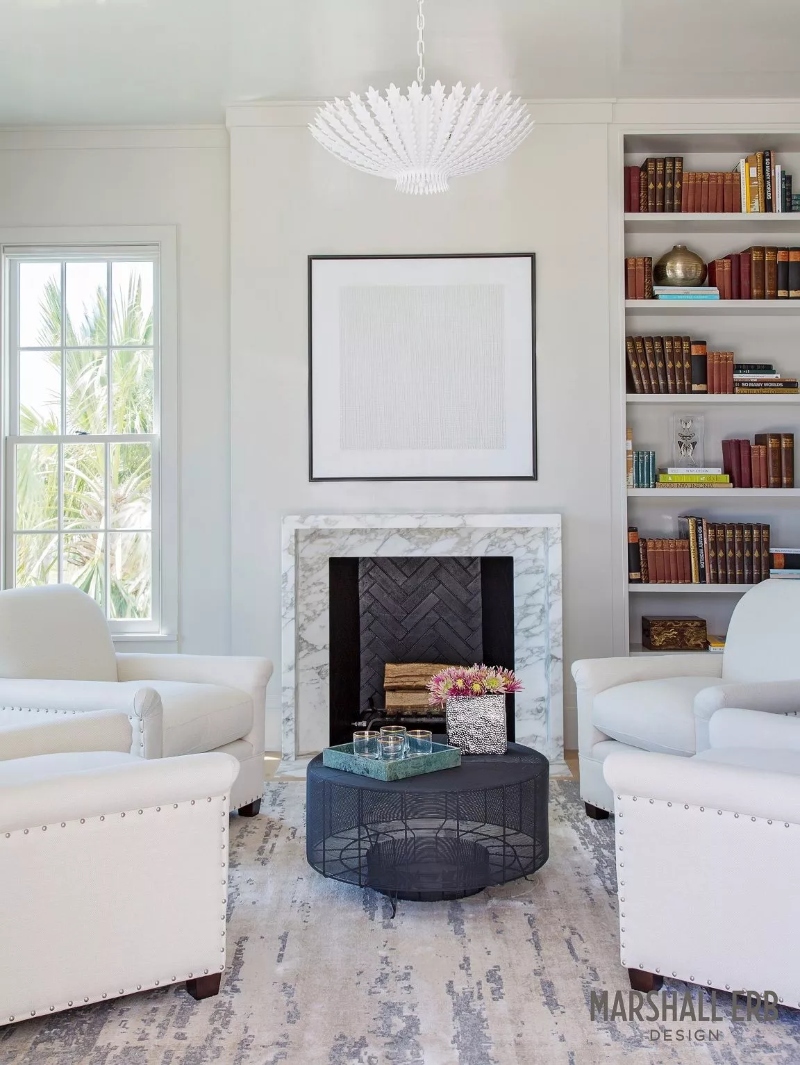 Interior Design Project by Marshall Erb in white tones with Neural Rug