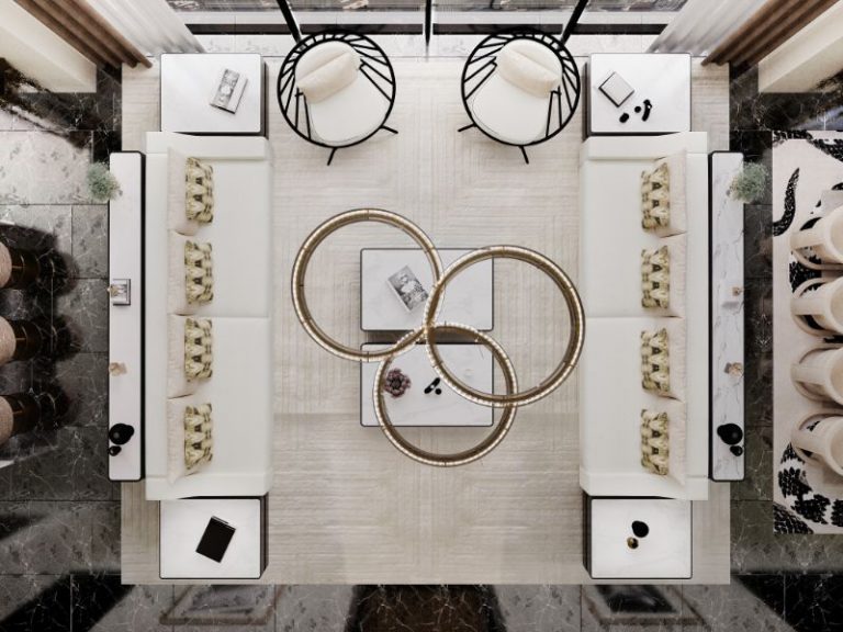Stunning Luxury Penthouse Apartment Rug Design With Gold Accents image