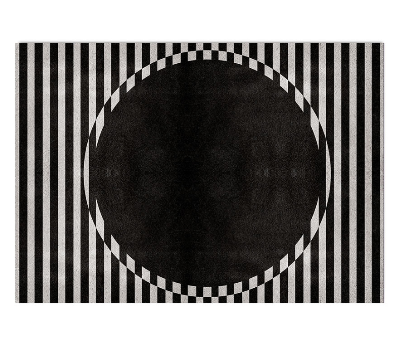 Black version of geometric OCLI RUG. modern hallway rugs