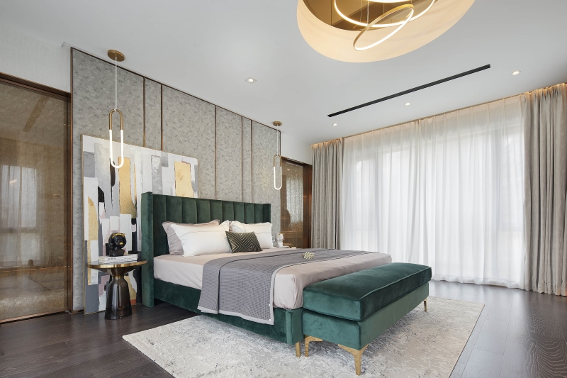 Interior Design Inspirations from Jemo Design - modern bedroom in green tones