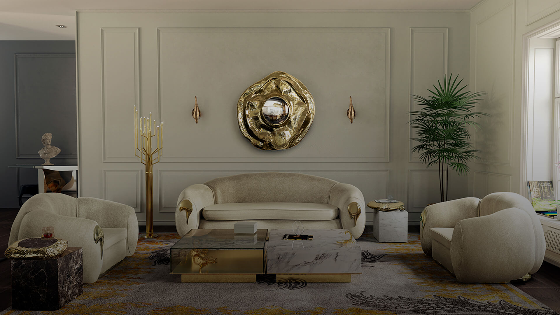 iSaloni exhibitors list for Salone Del Mobile 2022: modern classic living room with area rug