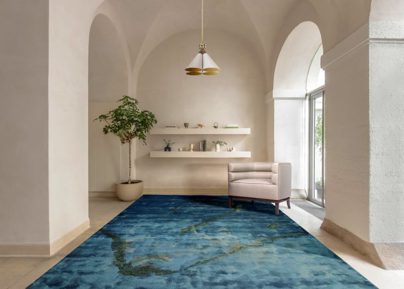blue wool rugs for the hallway