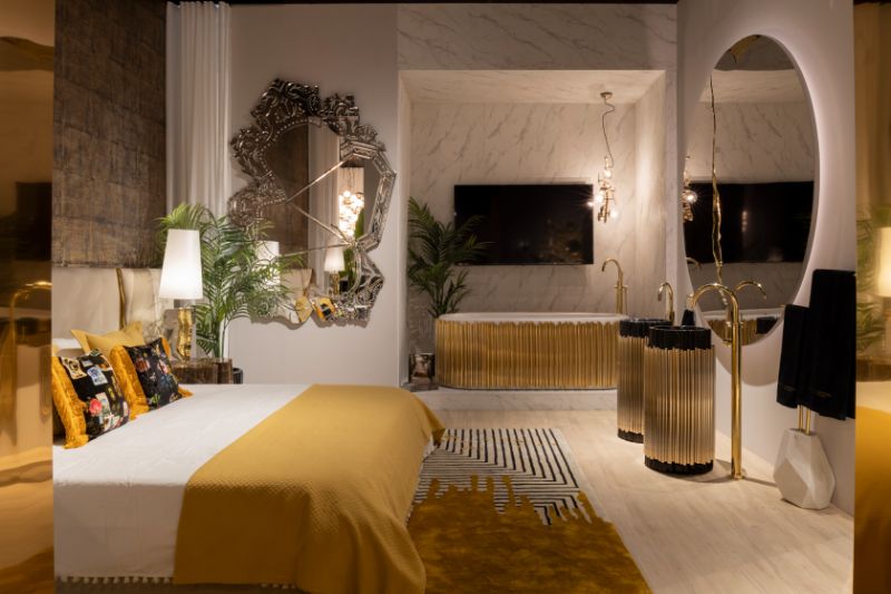 The Most Mesmerizing Design Moments of Salone del Mobile. Modern contemporary master bedroom decor in yellow hues.