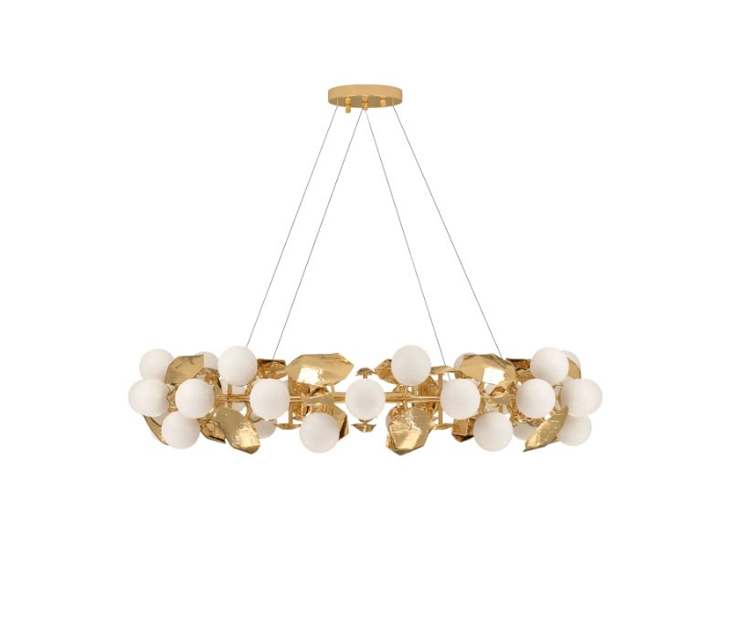 Hera round I suspension lights with white and golden hues. The Best Round Dining Table Sets To Pair With A Round Rug