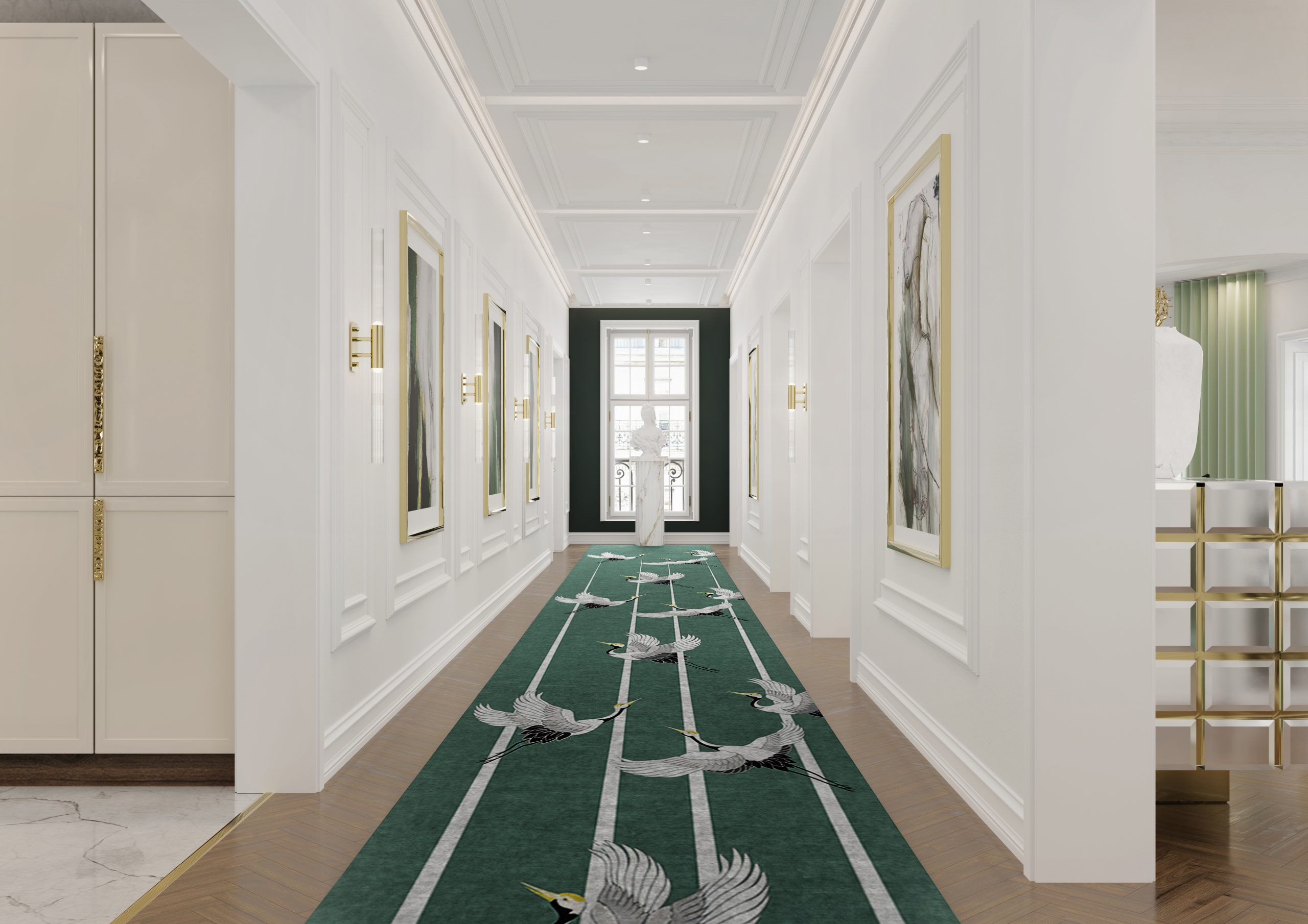Modern hotel hallway design with Heron rug - The Best Modern Rugs To Create a Unique Hotel Decor