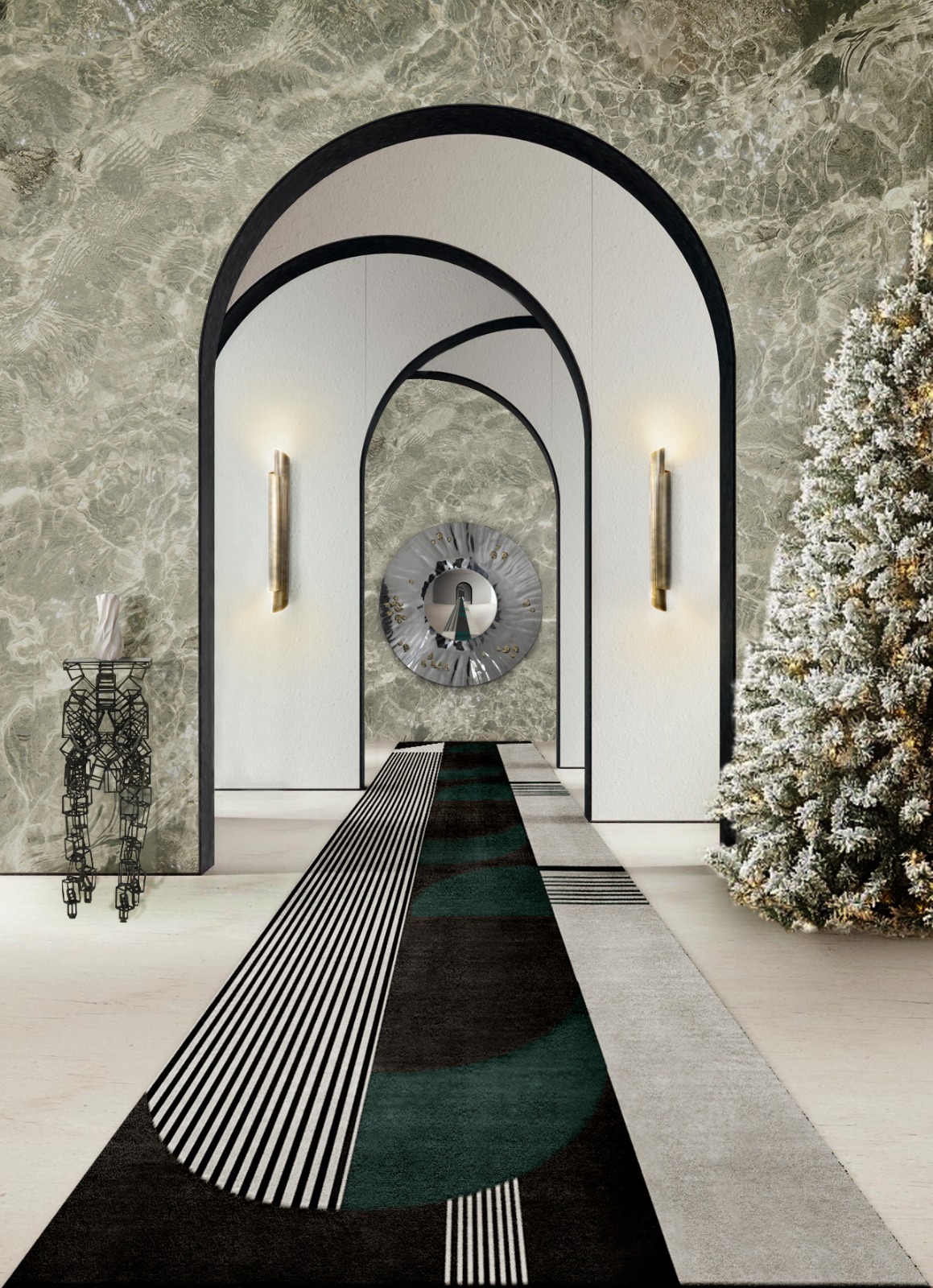 Contemporary hallway decor with Antelope Rug - Uncover Luxurious and Unique Christmas Decor Ideas 