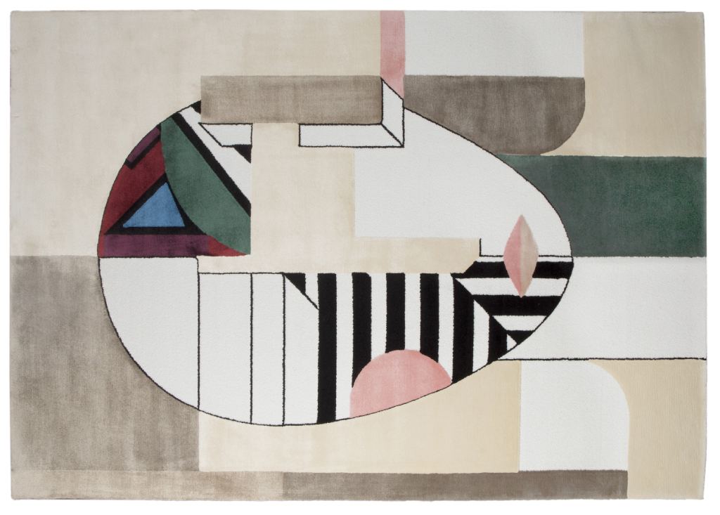 Oscar Rug by Rug’Society, a geometric rug inspired by classical Greek canons and cubist design, combining historical motifs with contemporary craftsmanship for sophisticated interiors.