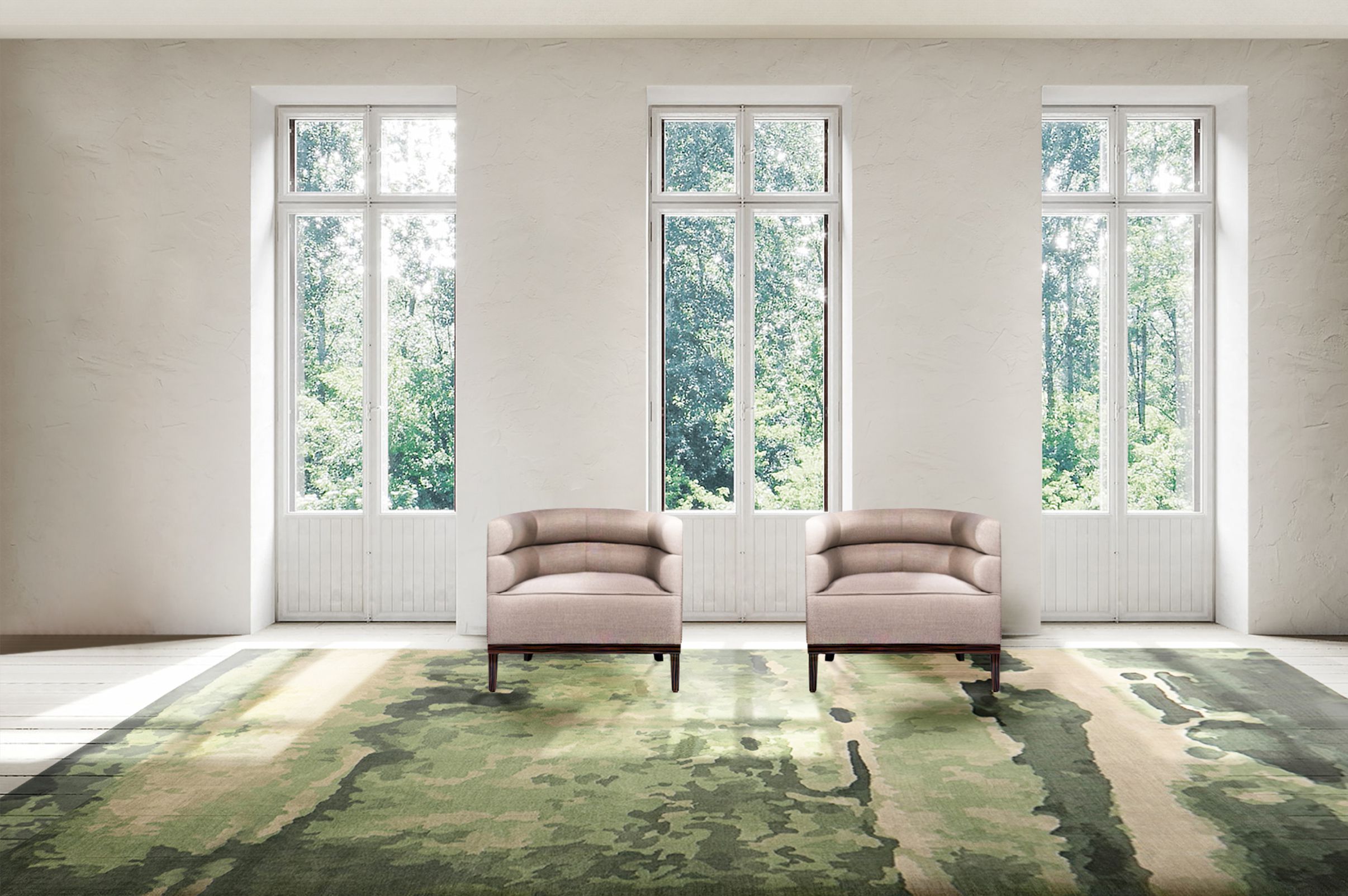 MÖOS Colorful Contemporary Rug In Botanical Silk by Rug'Society