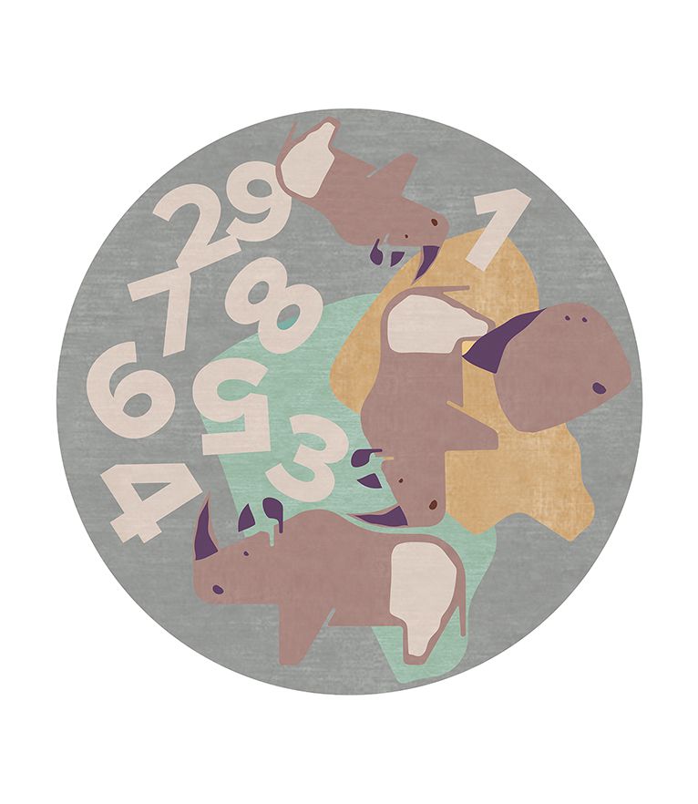 The Rhino's Troupe Round Kids Rug by Rug'Society