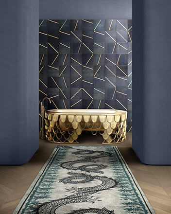 Master Bathroom With Cell Neutral Rug by Rug'Society