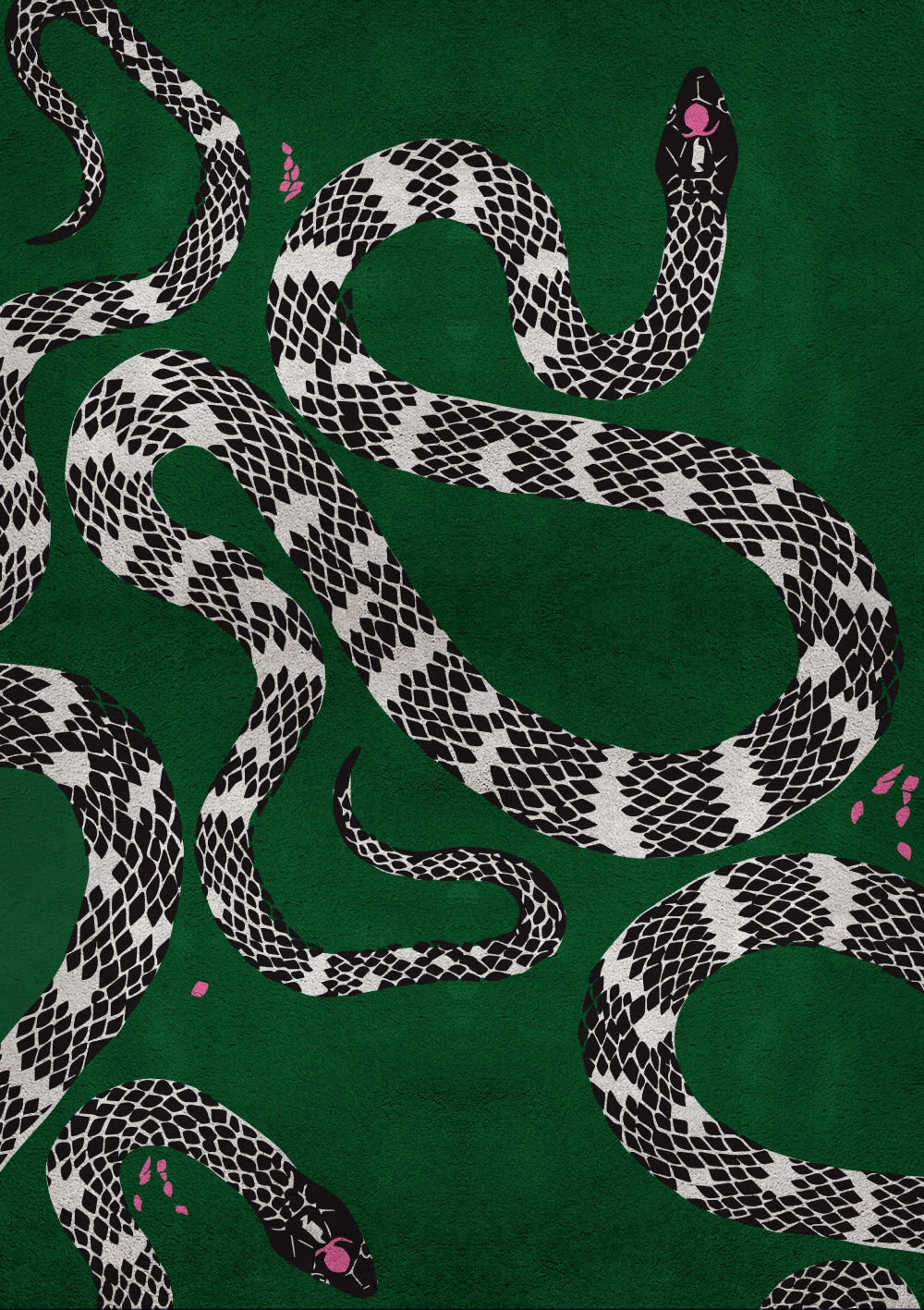 modern green rug with a snake design.  interior design rugs