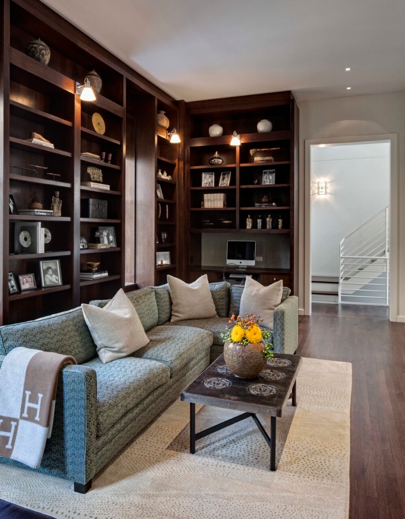 Contemporary living room interior design with a neutral rug
