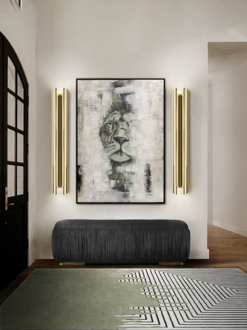 Hallway with a green rug. Modern Design Ideas: Green Rugs For a Trendy Interior