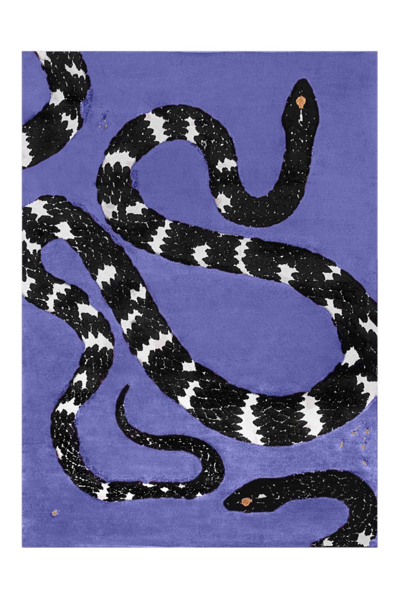 purple rug with a snake design. Custom-made Rugs: Make A Statement With a Personalized Rug