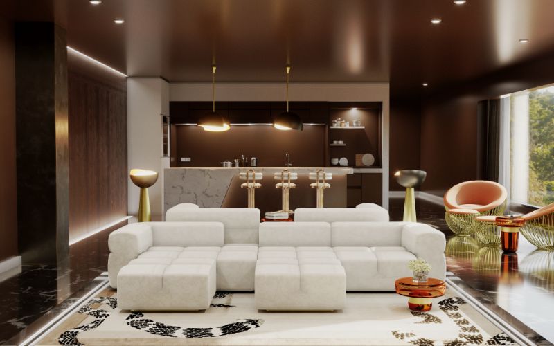 modern rugs with muted neutral tones with a snake design for modern contemporary living room.
