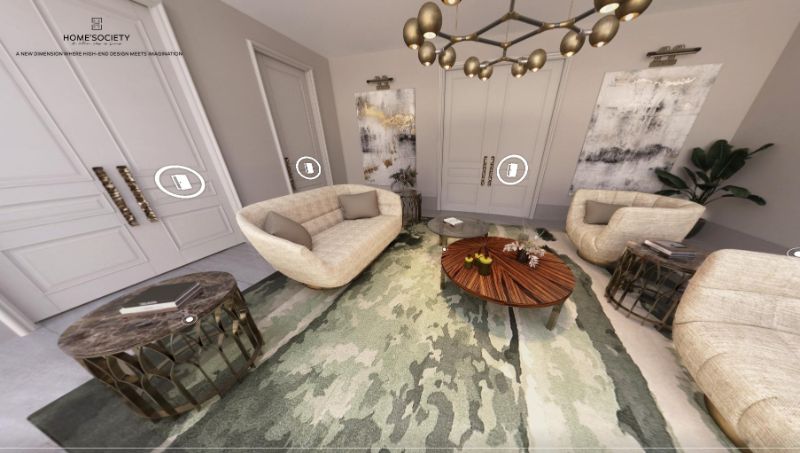 Home'Society Virtual Showroom - Featuring The Most Luxury Rugs, contemporary living room with with green rug