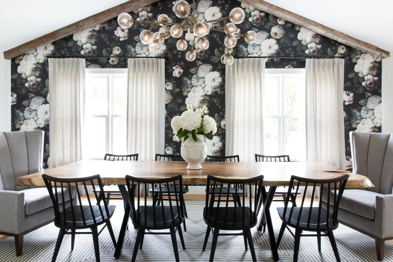 BANDD DESIGN: Rug Design Inspiration. A dining room area with a large grey rug.