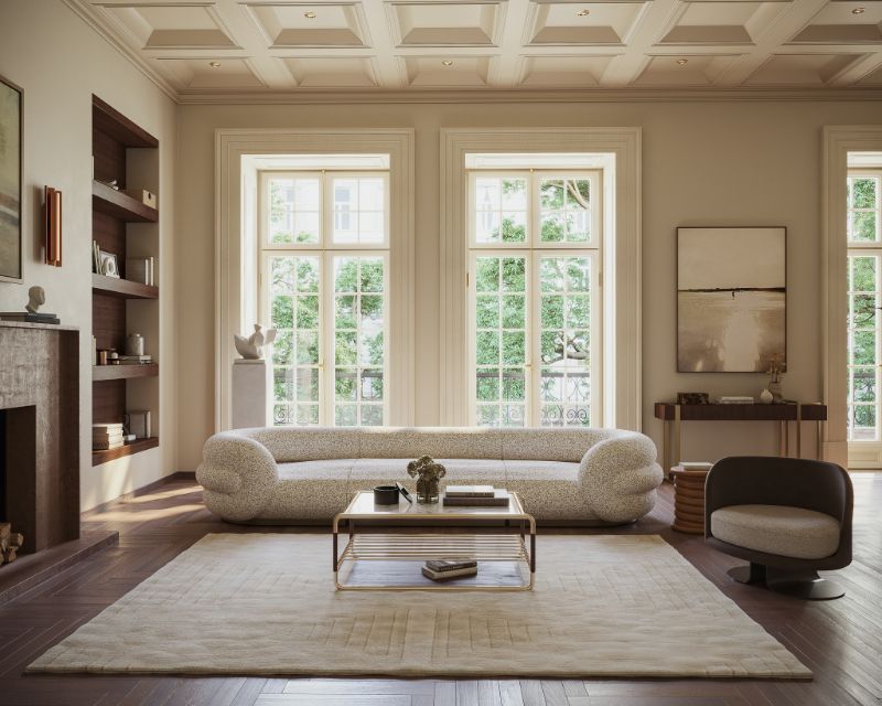 8 Ideas on Living Room Designs For 2023. White beige rug with simple design for living room