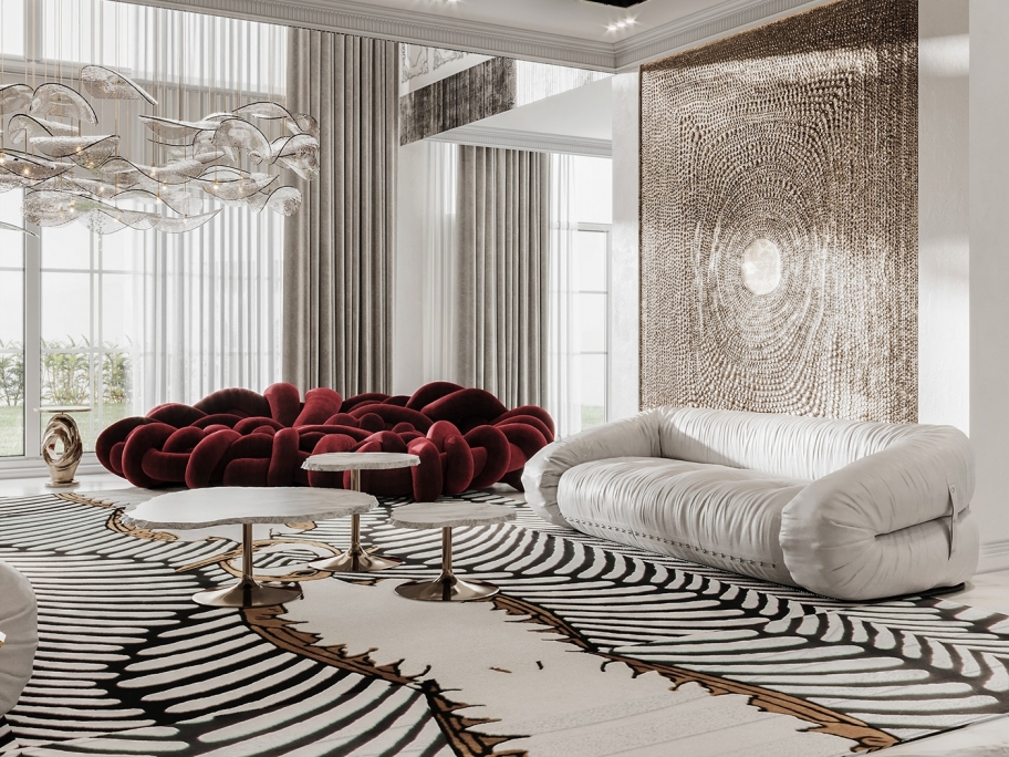Modern contemporary living room design with the romantic Couple Rug - Design and Custom Rug Ideas For A Unique Interior