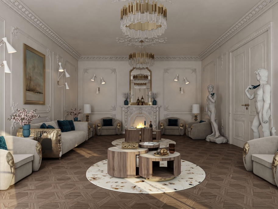 Majestic Living room design with Oslo round rug - Design and Custom Rug Ideas For A Unique Interior